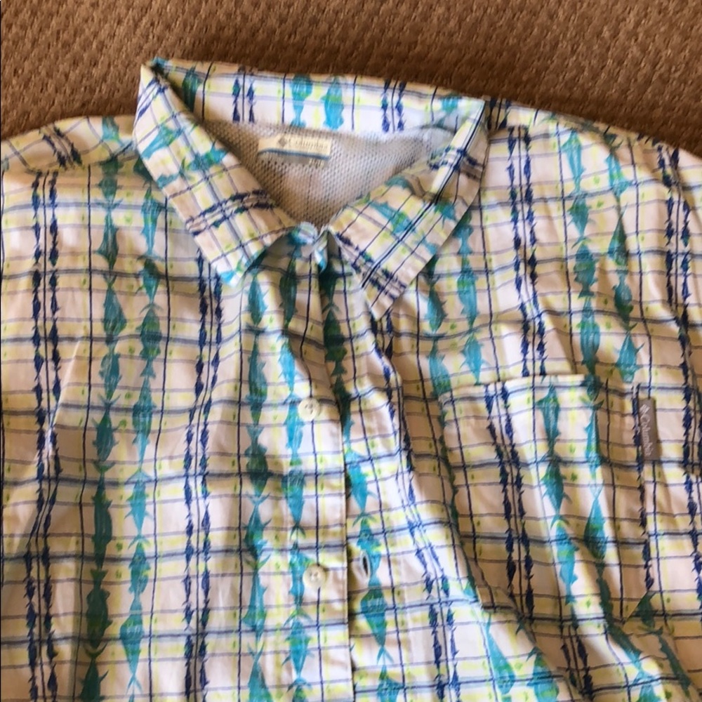 Men’s fish pattern shirt sleeve button up shirt